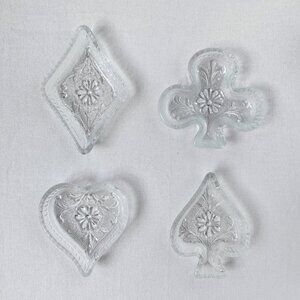 Vintage Glass Playing Card Suit Dishes – Heart, Club, Diamond, Spade